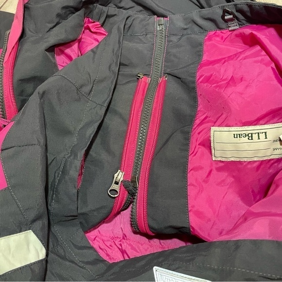 L.L.Bean Jacket Girls Medium 10-12 Gray Pink Full Zip Hooded Pockets - Picture 13 of 13